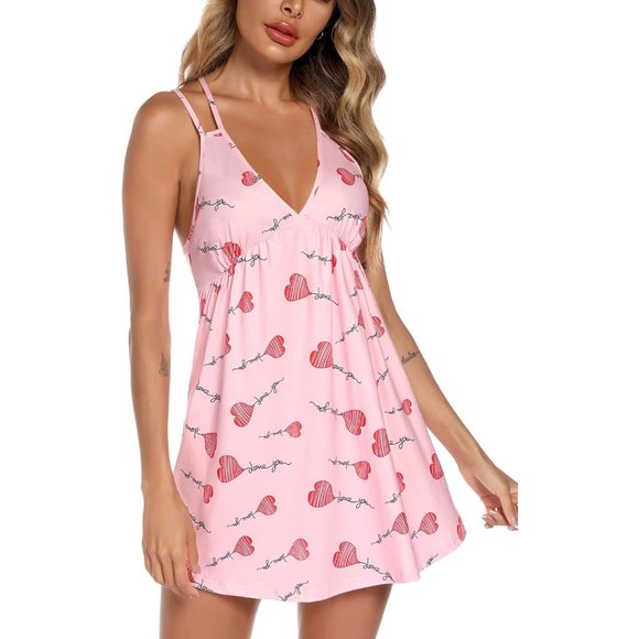 Women Lingerie Cotton Nightgowns V Neck Babydoll Chemise Sleepwear - Picture 2 of 6